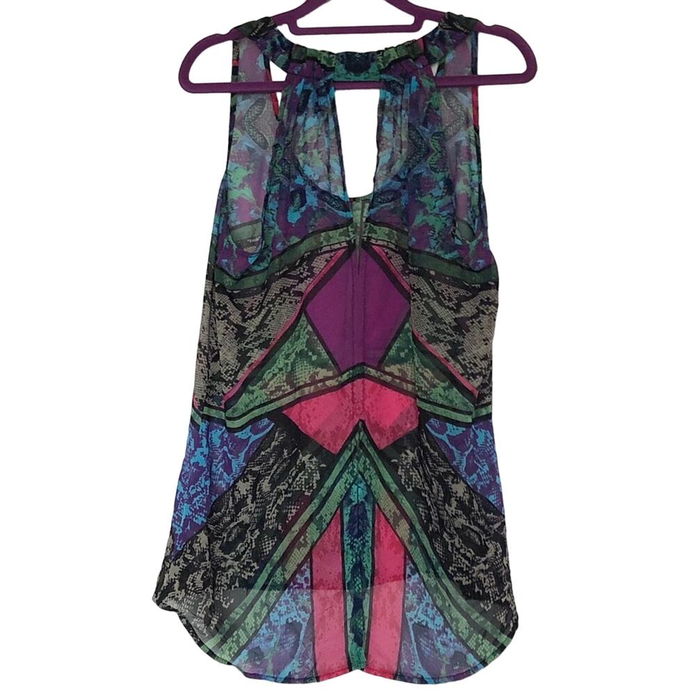 Bisou Bisou by Michele Bohbet Sheer cut out Geometric Top Size Small - Picture 2 of 6